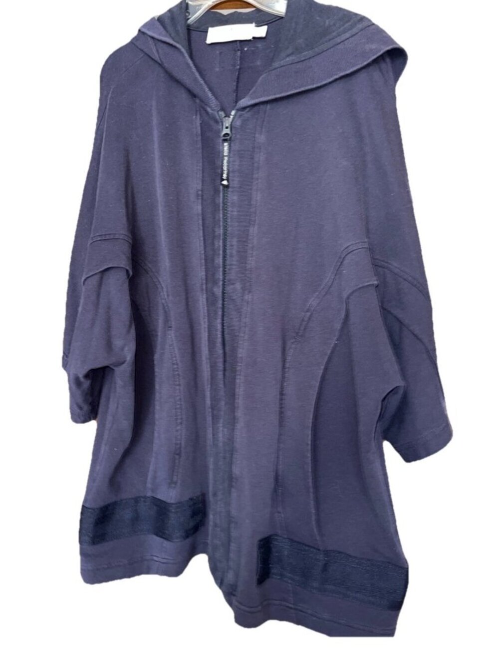 Adidas By Stella Mccartney Short Sleeve Hooded Zip Up-Navy size 40